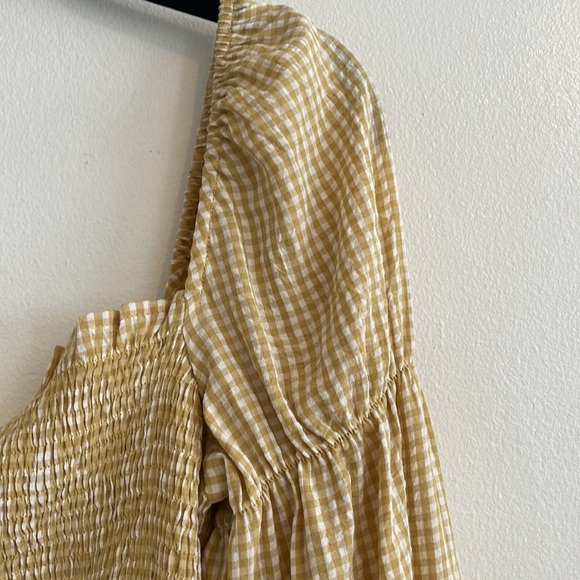 Urban Outfitters Yellow Gingham Crop Top | Size Large - Picture 4 of 8